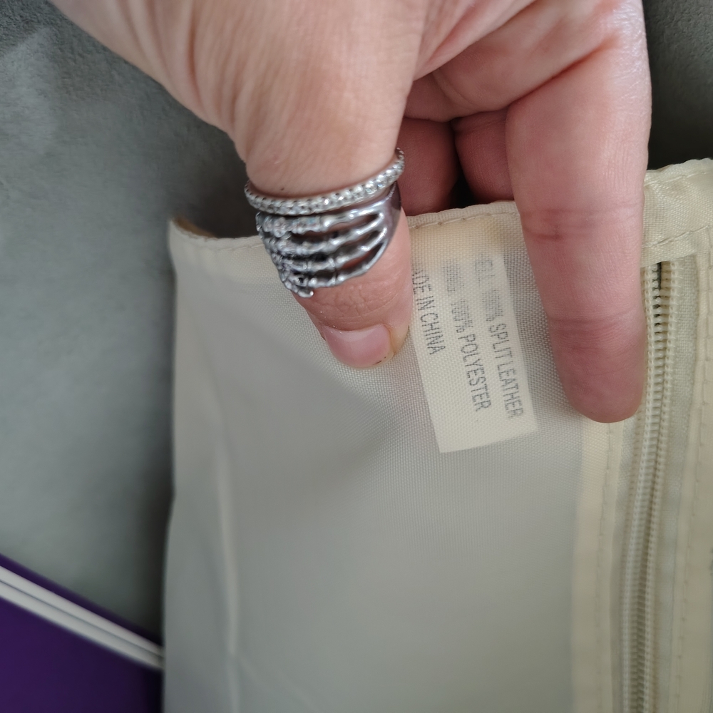 Joy Mangano Cream Tote with Gold Logo Plaque - Picture 5 of 5